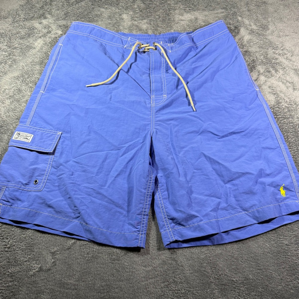 Polo Ralph Lauren Mens XL Blue Cargo Swim Trunks Lined Board Shorts Pony Logo